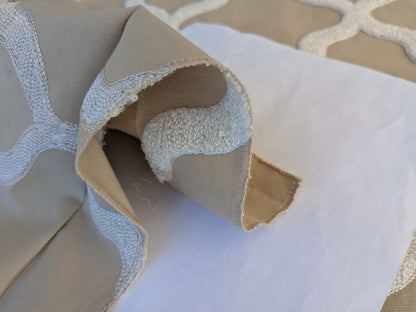 4 EV44 1.2y x 54" Scalamandre Fonthill Astley Boucle Biscuit Brown White Cream Diamond Ogee MSRP USD 338/Y