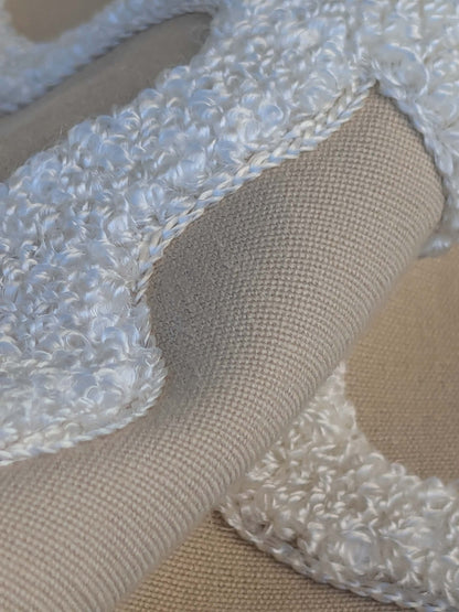 4 EV44 1.2y x 54" Scalamandre Fonthill Astley Boucle Biscuit Brown White Cream Diamond Ogee MSRP USD 338/Y