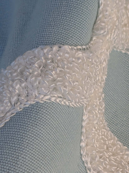 5 EV44 1.2y x 54"w Scalamandre Fonthill Astley Boucle Blue White Cream Diamond Ogee MSRP USD 338/Y