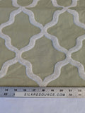 6 EV44 1.2y x 54"w Scalamandre Fonthill Astley Boucle Moss Green White Cream Diamond Ogee MSRP USD 338/Y