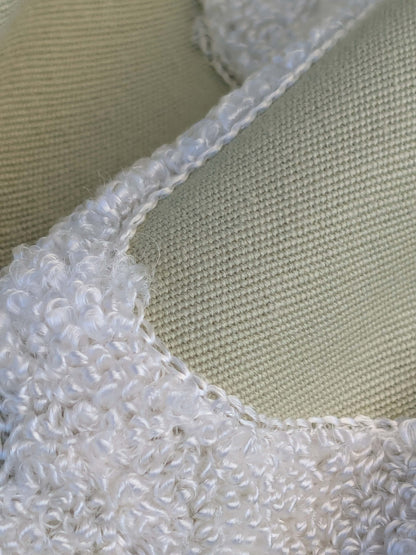 6 EV44 1.2y x 54"w Scalamandre Fonthill Astley Boucle Moss Green White Cream Diamond Ogee MSRP USD 338/Y