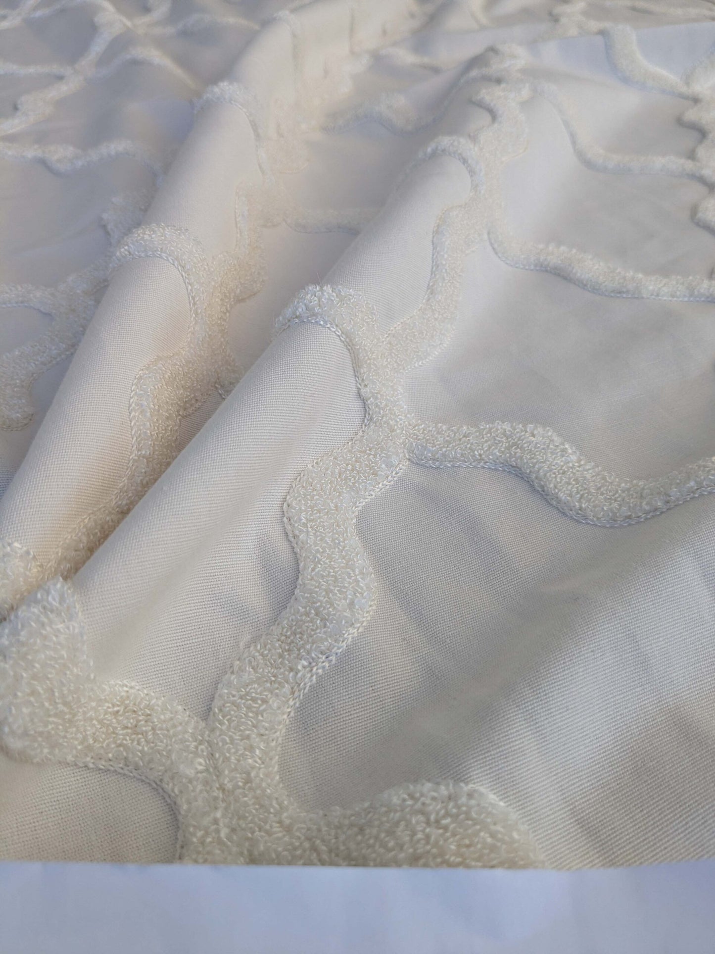 7 EV44 1.2y x 54"w Scalamandre Fonthill Astley Boucle White Cream Diamond Ogee MSRP USD 338/Y