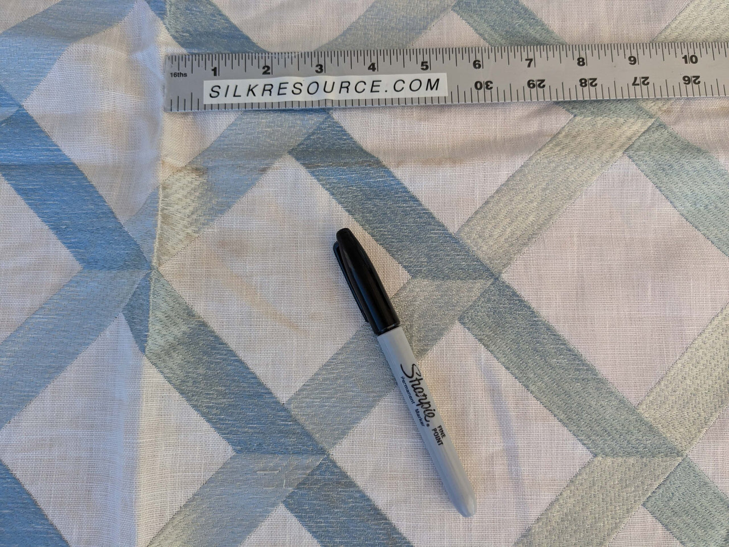 8 EV44 1.2yd x 54"w Scalamandre Lattice Embroidery Flax Beige Linen Viscose Diamond Geometry Small Stains