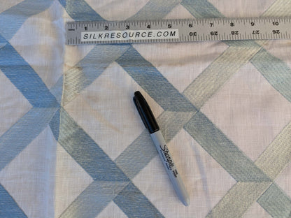 8 EV44 1.2yd x 54"w Scalamandre Lattice Embroidery Flax Beige Linen Viscose Diamond Geometry Small Stains