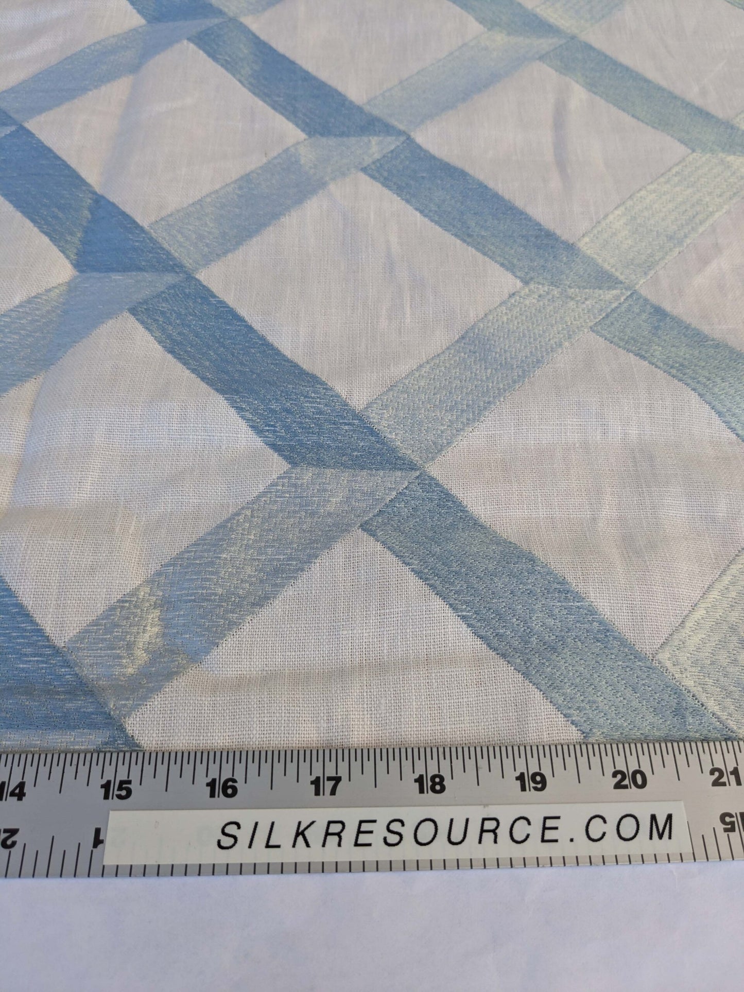 8 EV44 1.2yd x 54"w Scalamandre Lattice Embroidery Flax Beige Linen Viscose Diamond Geometry Small Stains