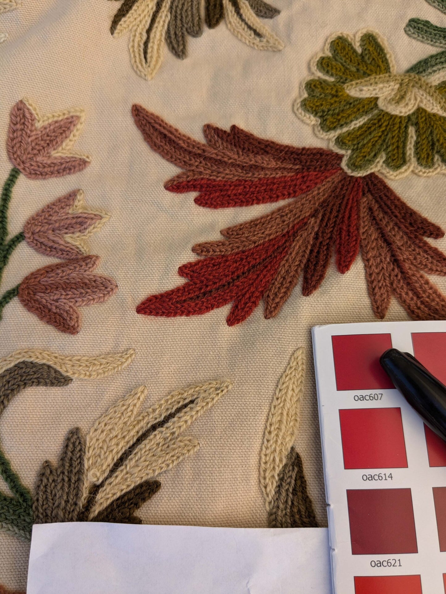 10 EV44 2.6yd x 60"w Scalamandre Old World Weavers Floribunda Floral Botanical Tree Foliage Brown Green Red on Beige Embroidery Historical MSRP US 400+/Y