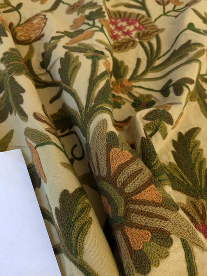 11 EV44 3.2yd x 52"w Scalamandre Old World Weavers Floribunda on Vintage Floral Botanical Tree Foliage Brown Green Red on Vintage Beige Embroidery Historical