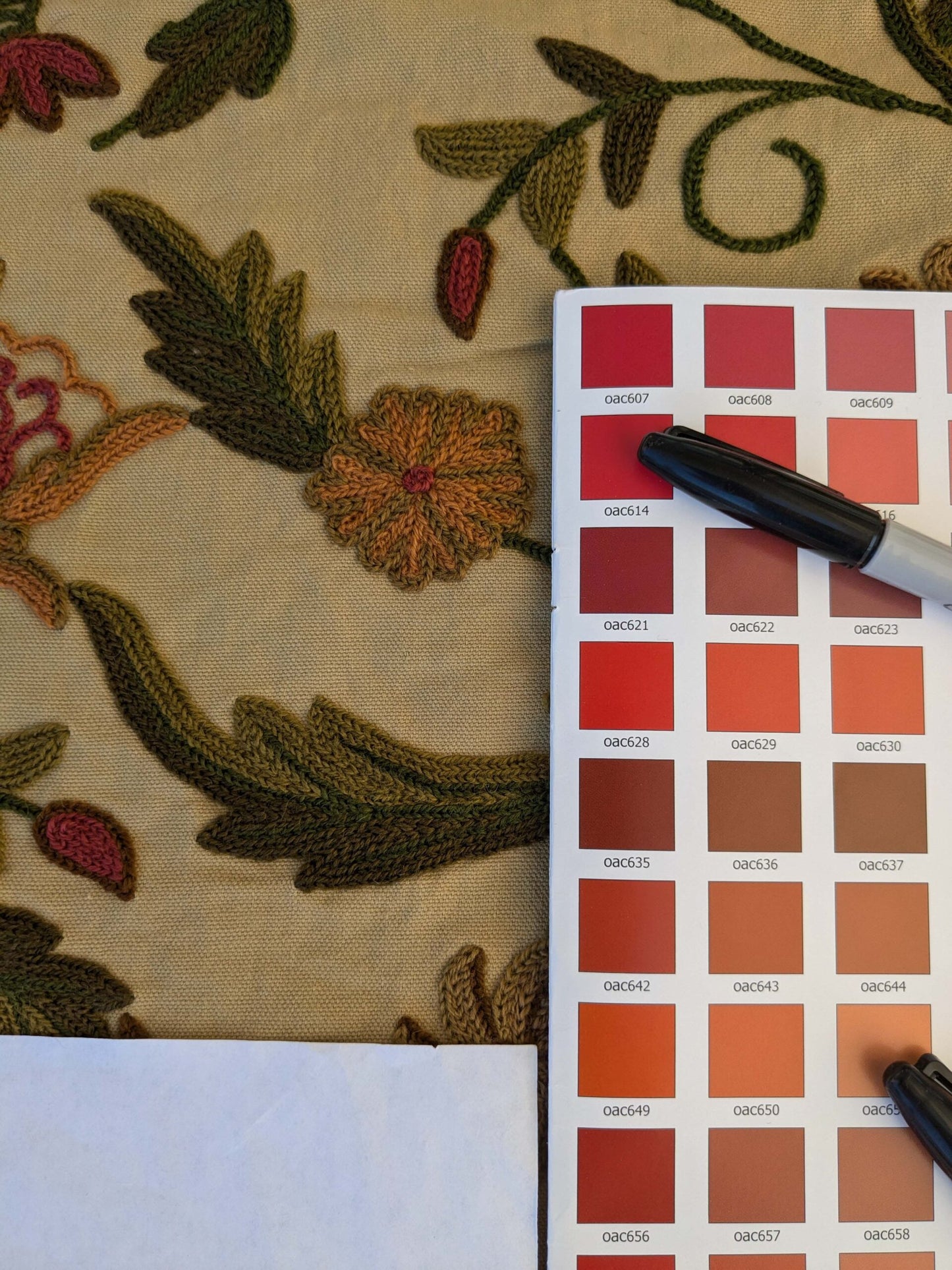 11 EV44 3.2yd x 52"w Scalamandre Old World Weavers Floribunda on Vintage Floral Botanical Tree Foliage Brown Green Red on Vintage Beige Embroidery Historical