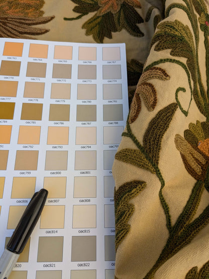 11 EV44 3.2yd x 52"w Scalamandre Old World Weavers Floribunda on Vintage Floral Botanical Tree Foliage Brown Green Red on Vintage Beige Embroidery Historical