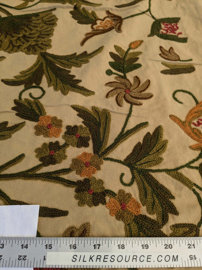 11 EV44 3.2yd x 52"w Scalamandre Old World Weavers Floribunda on Vintage Floral Botanical Tree Foliage Brown Green Red on Vintage Beige Embroidery Historical