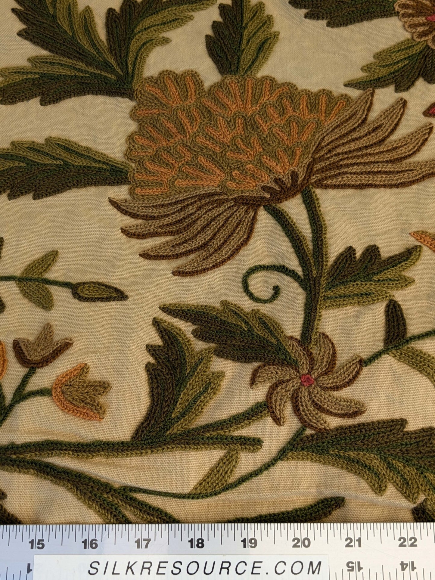 11 EV44 3.2yd x 52"w Scalamandre Old World Weavers Floribunda on Vintage Floral Botanical Tree Foliage Brown Green Red on Vintage Beige Embroidery Historical