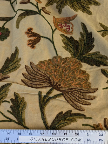 11 EV44 3.2yd x 52"w Scalamandre Old World Weavers Floribunda on Vintage Floral Botanical Tree Foliage Brown Green Red on Vintage Beige Embroidery Historical