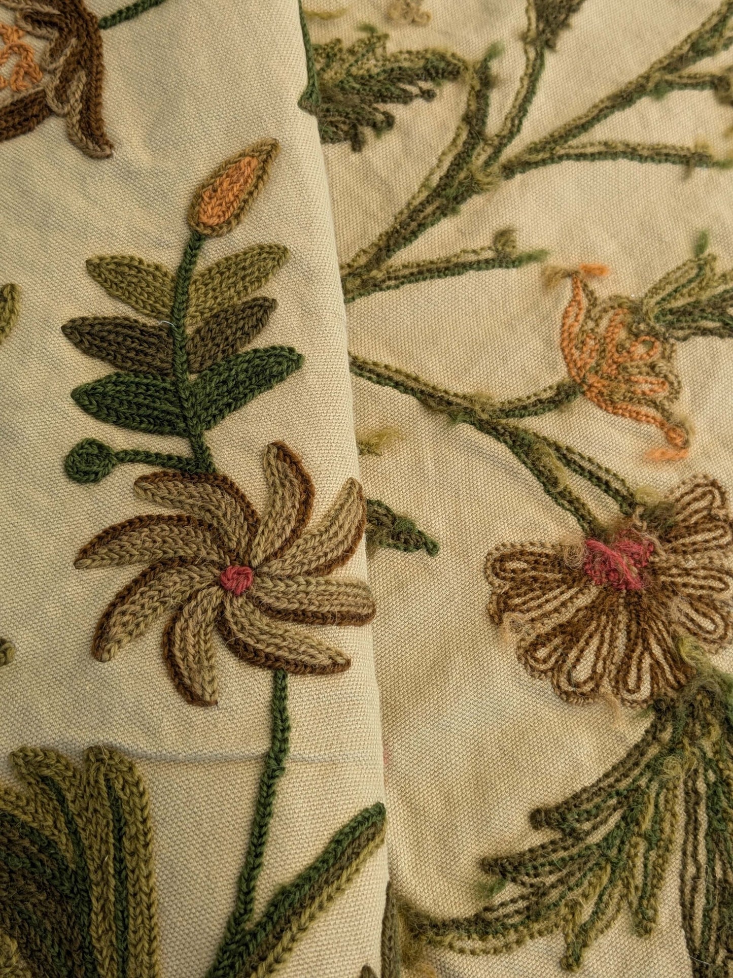 11 EV44 3.2yd x 52"w Scalamandre Old World Weavers Floribunda on Vintage Floral Botanical Tree Foliage Brown Green Red on Vintage Beige Embroidery Historical