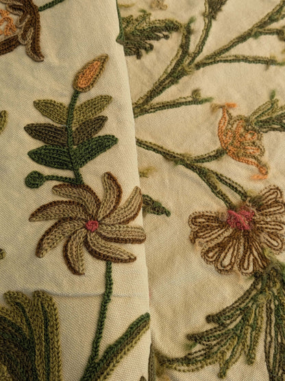 11 EV44 3.2yd x 52"w Scalamandre Old World Weavers Floribunda on Vintage Floral Botanical Tree Foliage Brown Green Red on Vintage Beige Embroidery Historical