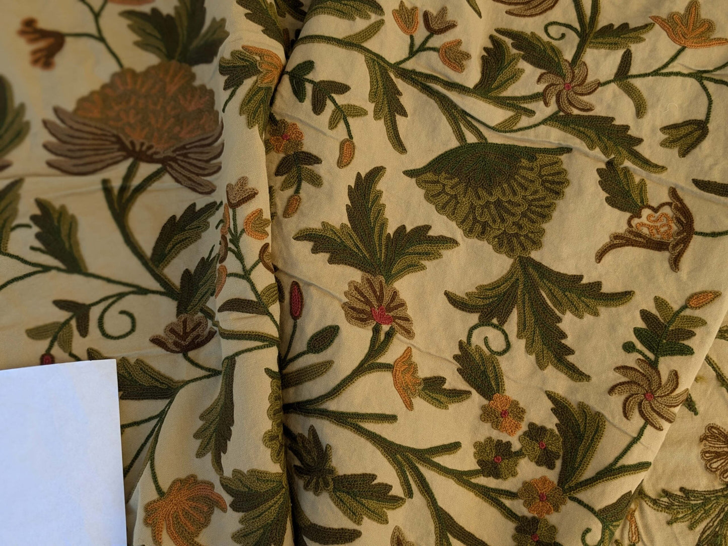 11 EV44 3.2yd x 52"w Scalamandre Old World Weavers Floribunda on Vintage Floral Botanical Tree Foliage Brown Green Red on Vintage Beige Embroidery Historical