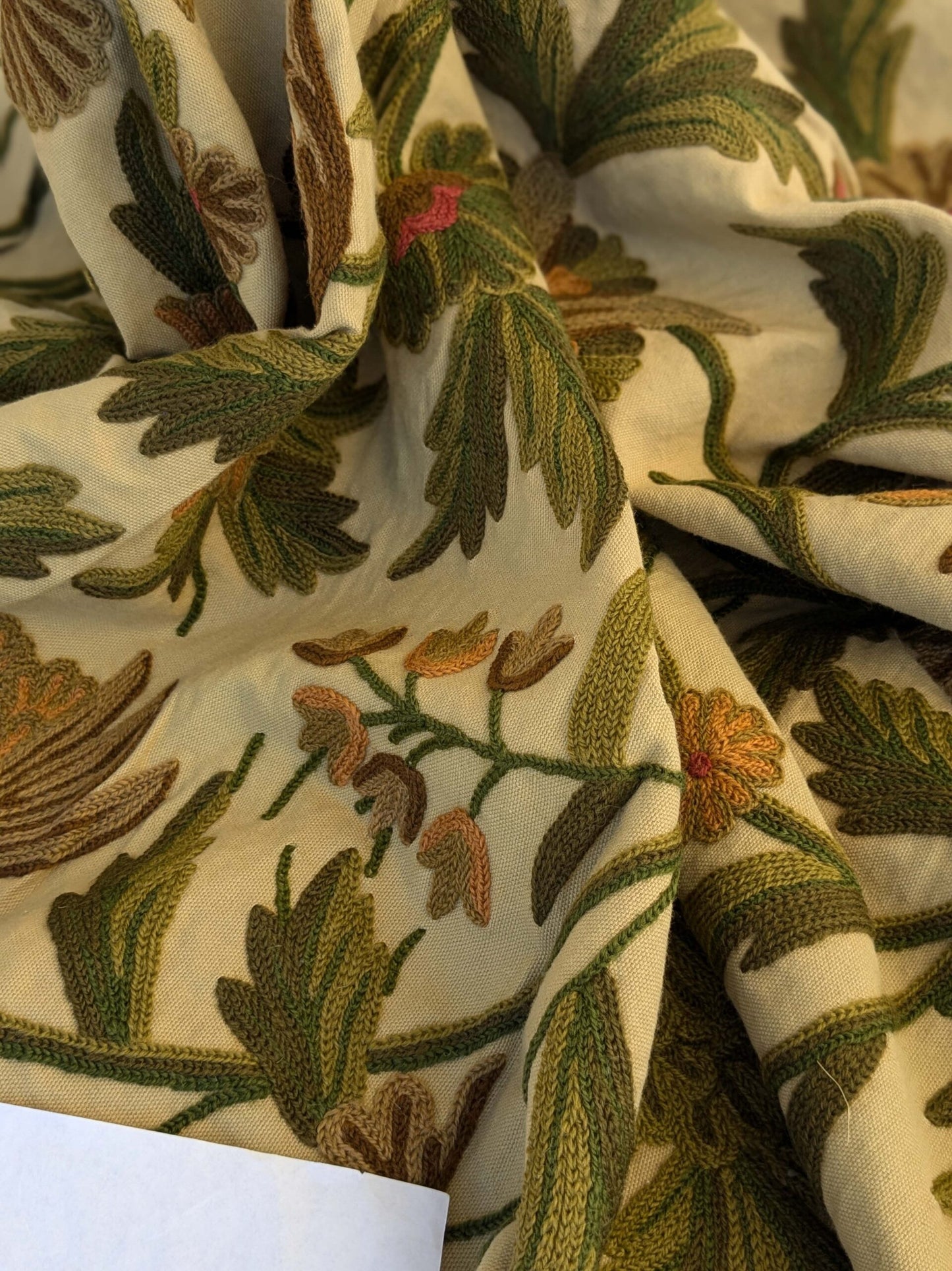 11 EV44 3.2yd x 52"w Scalamandre Old World Weavers Floribunda on Vintage Floral Botanical Tree Foliage Brown Green Red on Vintage Beige Embroidery Historical