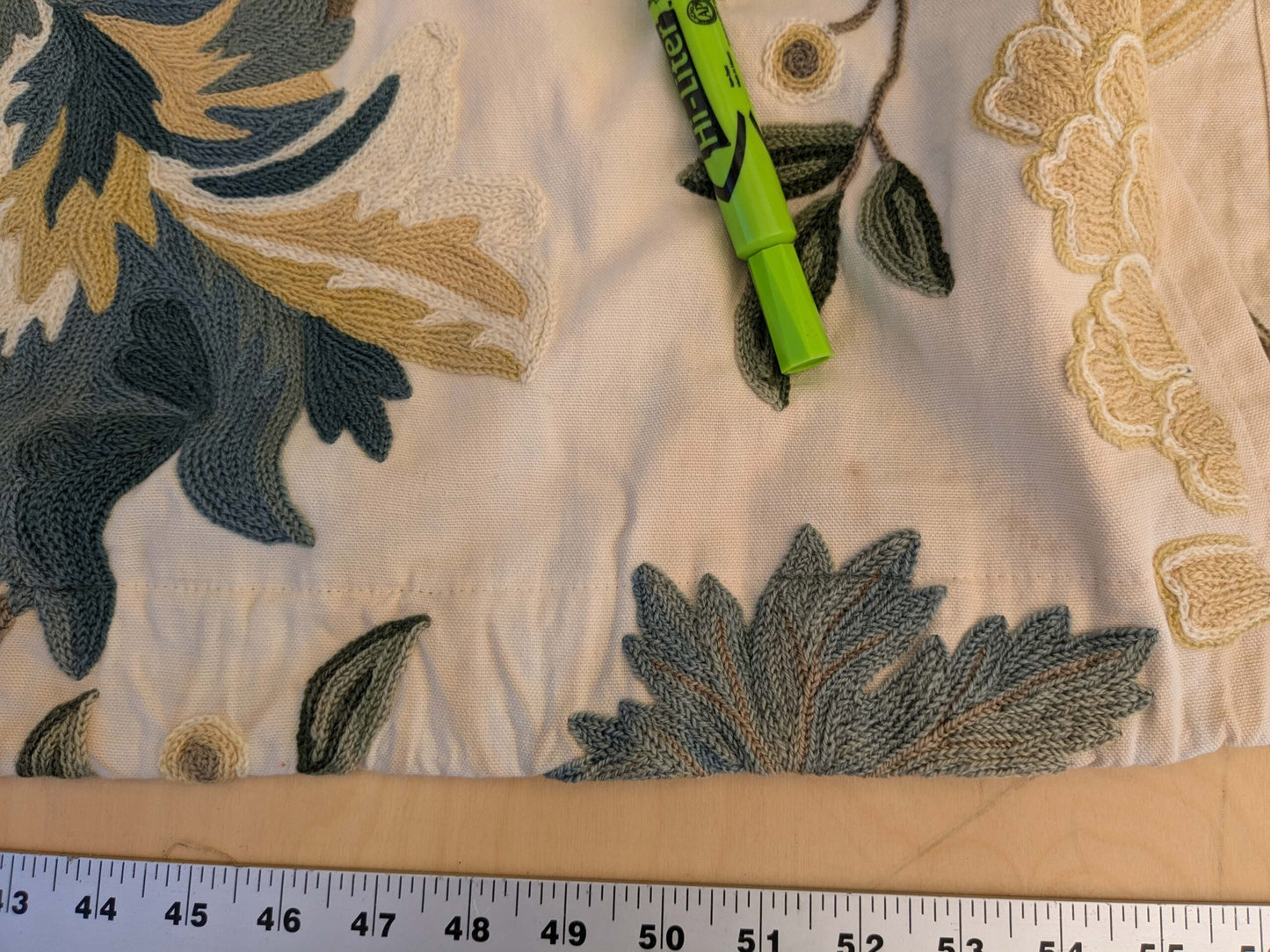 13 EV44 2.2yd x 55" Scalamandre Antoine Blue and White Wool Crewel on Cotton Embroidery  MSRP USD 338/Y