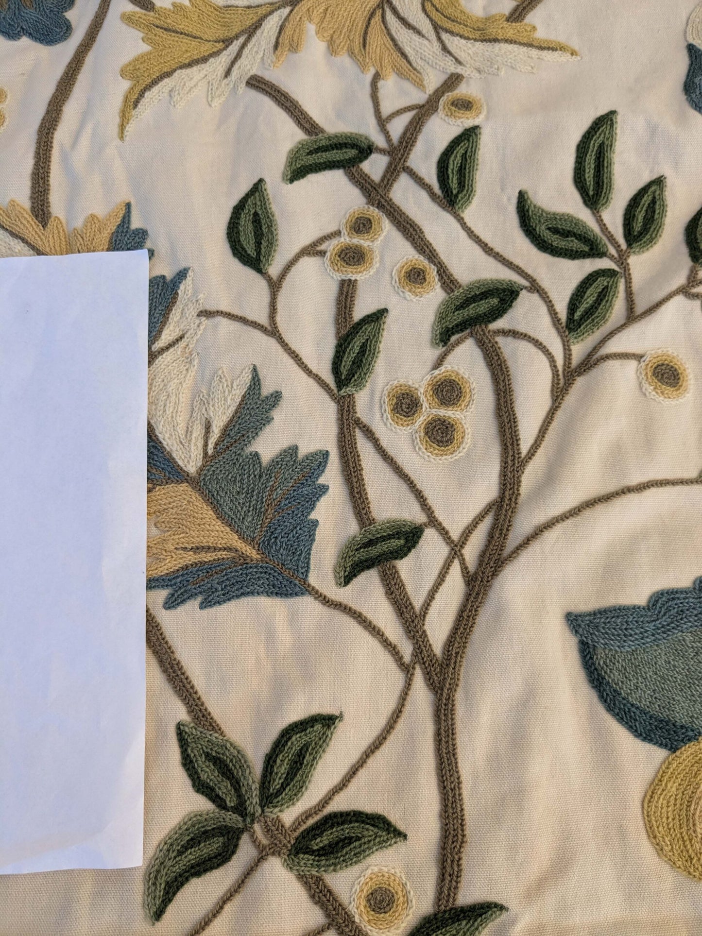 13 EV44 2.2yd x 55" Scalamandre Antoine Blue and White Wool Crewel on Cotton Embroidery  MSRP USD 338/Y