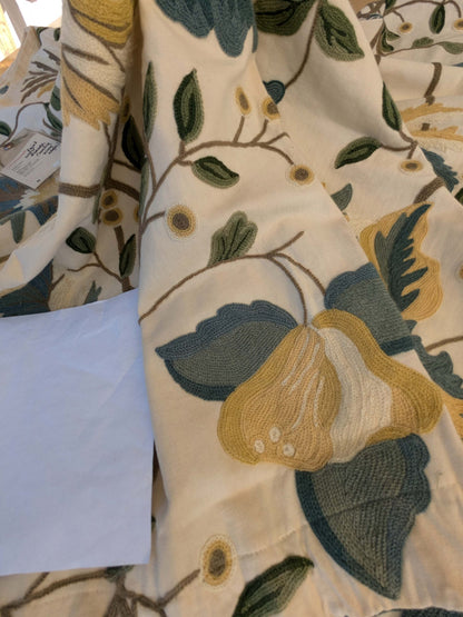 13 EV44 2.2yd x 55" Scalamandre Antoine Blue and White Wool Crewel on Cotton Embroidery  MSRP USD 338/Y