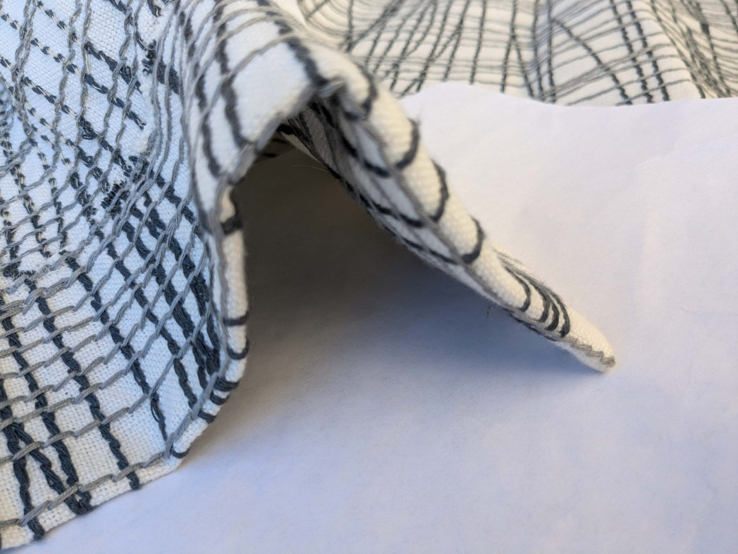 14 EV44 2.4yd x 50" Grey Watkins Guiford Graphite White Gray Black Embroidery Abstract MSRP USD 300+/y