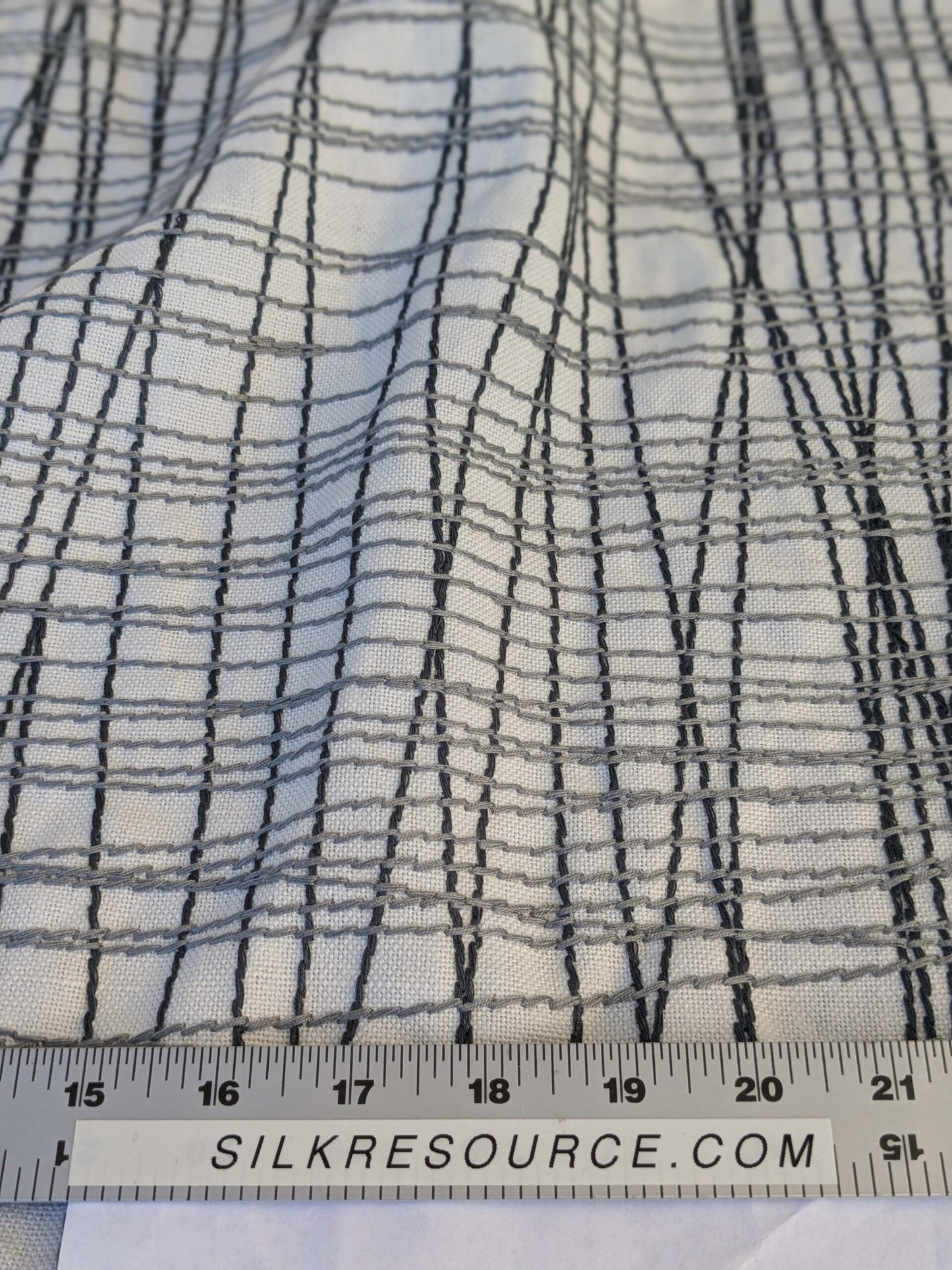 14 EV44 2.4yd x 50" Grey Watkins Guiford Graphite White Gray Black Embroidery Abstract MSRP USD 300+/y