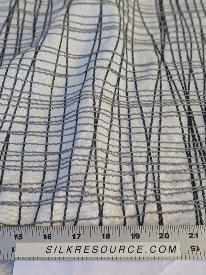 14 EV44 2.4yd x 50" Grey Watkins Guiford Graphite White Gray Black Embroidery Abstract MSRP USD 300+/y