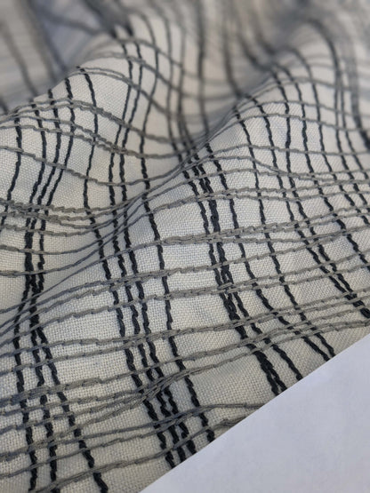 14 EV44 2.4yd x 50" Grey Watkins Guiford Graphite White Gray Black Embroidery Abstract MSRP USD 300+/y