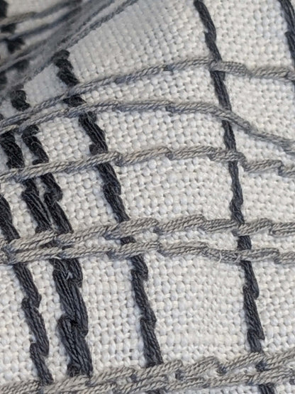 14 EV44 2.4yd x 50" Grey Watkins Guiford Graphite White Gray Black Embroidery Abstract MSRP USD 300+/y