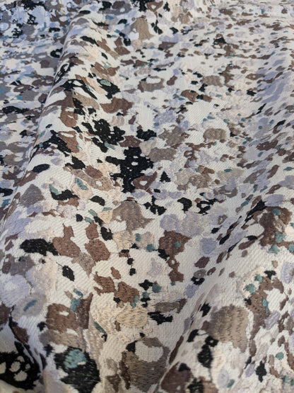 15 EV44 1.2yd x 53"w  Scalamandre Abstract Brushed Black and White Viscose Embroidery Texture