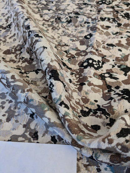 15 EV44 1.2yd x 53"w  Scalamandre Abstract Brushed Black and White Viscose Embroidery Texture