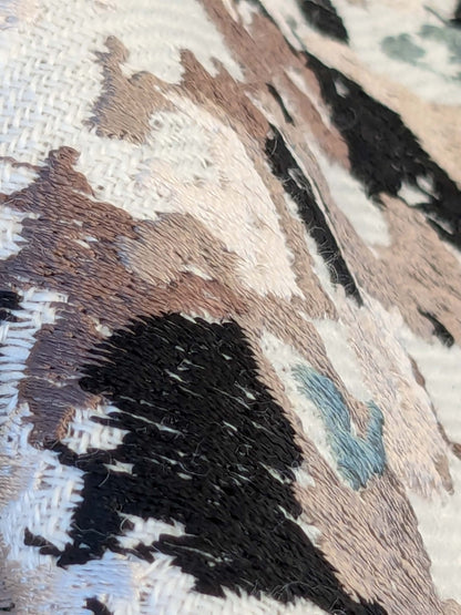 15 EV44 1.2yd x 53"w  Scalamandre Abstract Brushed Black and White Viscose Embroidery Texture