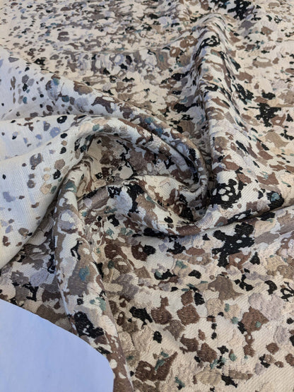 15 EV44 1.2yd x 53"w  Scalamandre Abstract Brushed Black and White Viscose Embroidery Texture