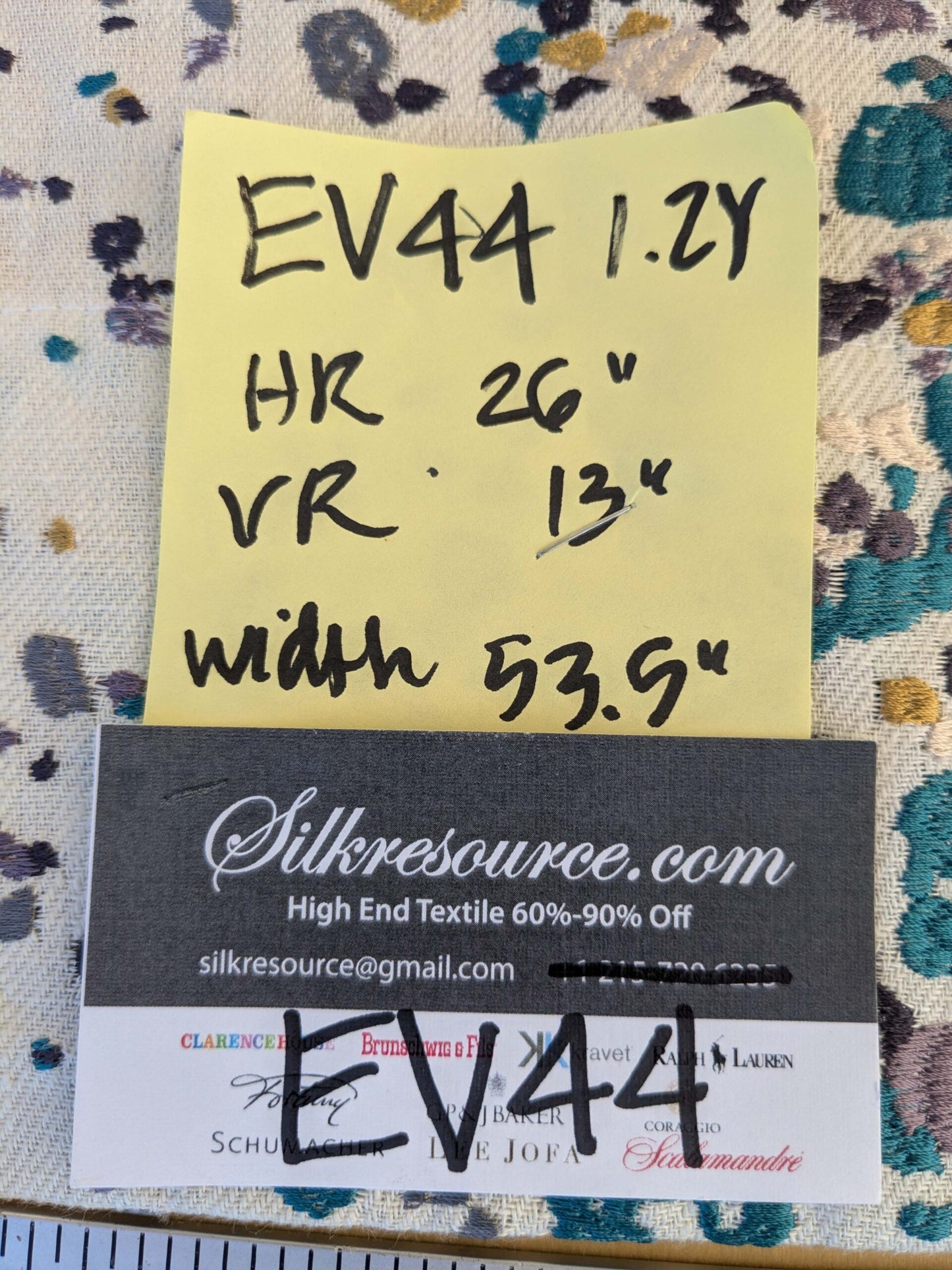16 EV44 1.2yd x 53"w Scalamandre Abstract Brushed Blue yellow Gray and White Viscose Embroidery Texture