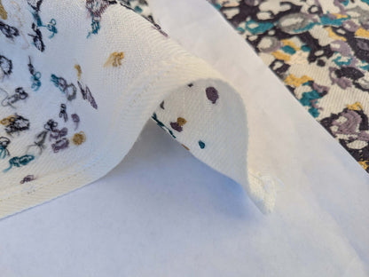 16 EV44 1.2yd x 53"w Scalamandre Abstract Brushed Blue yellow Gray and White Viscose Embroidery Texture