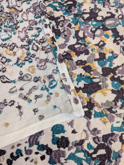 16 EV44 1.2yd x 53"w Scalamandre Abstract Brushed Blue yellow Gray and White Viscose Embroidery Texture