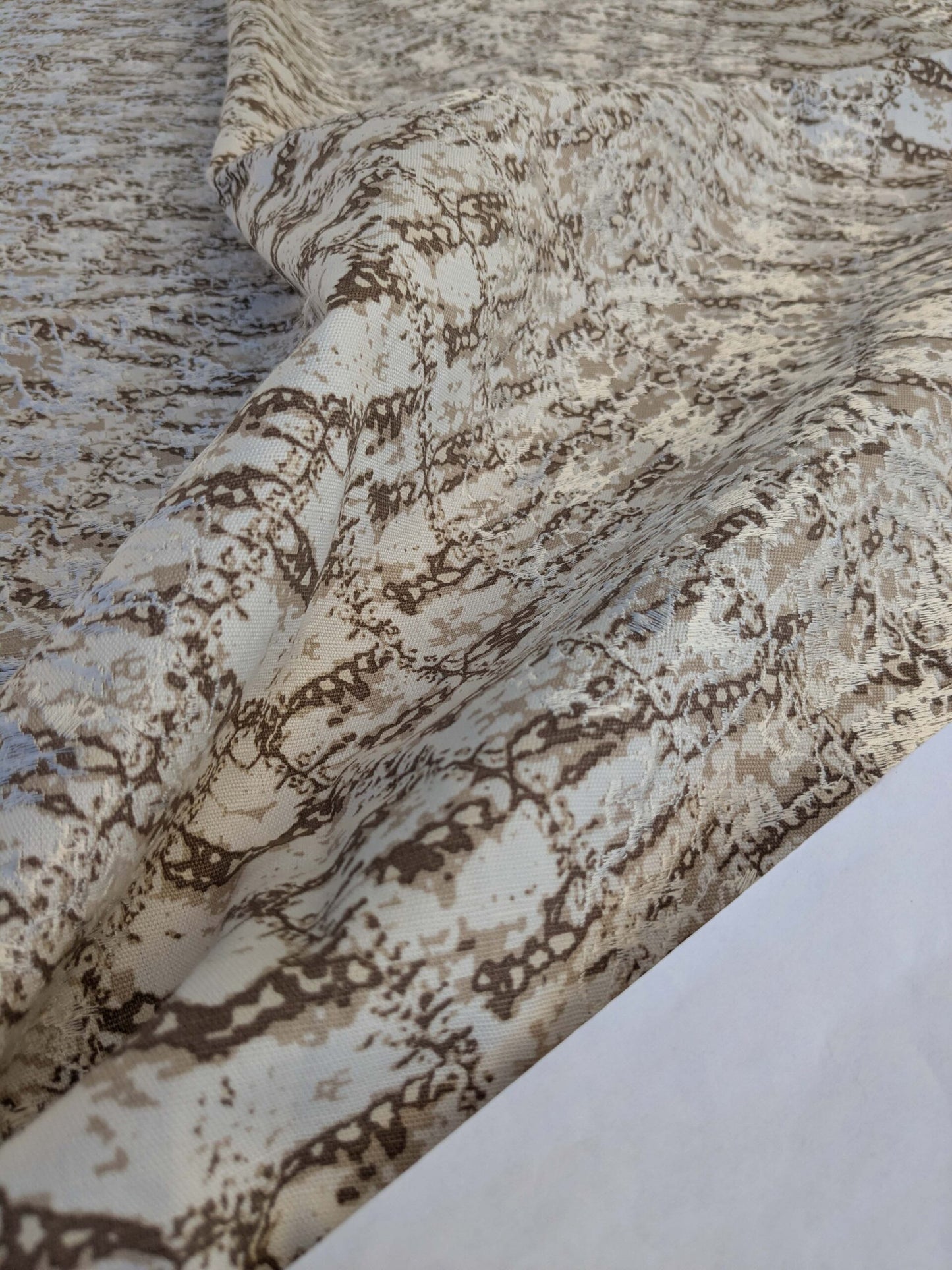 17 EV44 1.2y x 52"w Scalamandre Komodo Modern Nature Carbon Gray Beige Embroidery Print Abstract