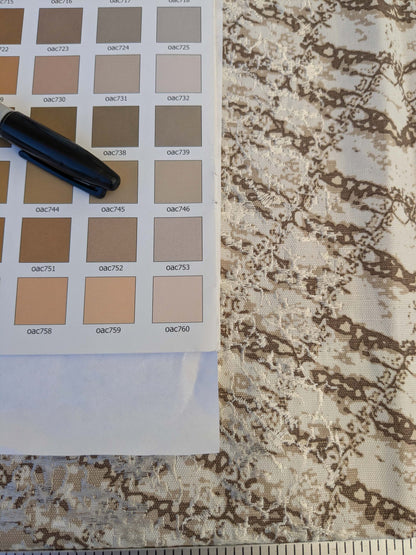 17 EV44 1.2y x 52"w Scalamandre Komodo Modern Nature Carbon Gray Beige Embroidery Print Abstract