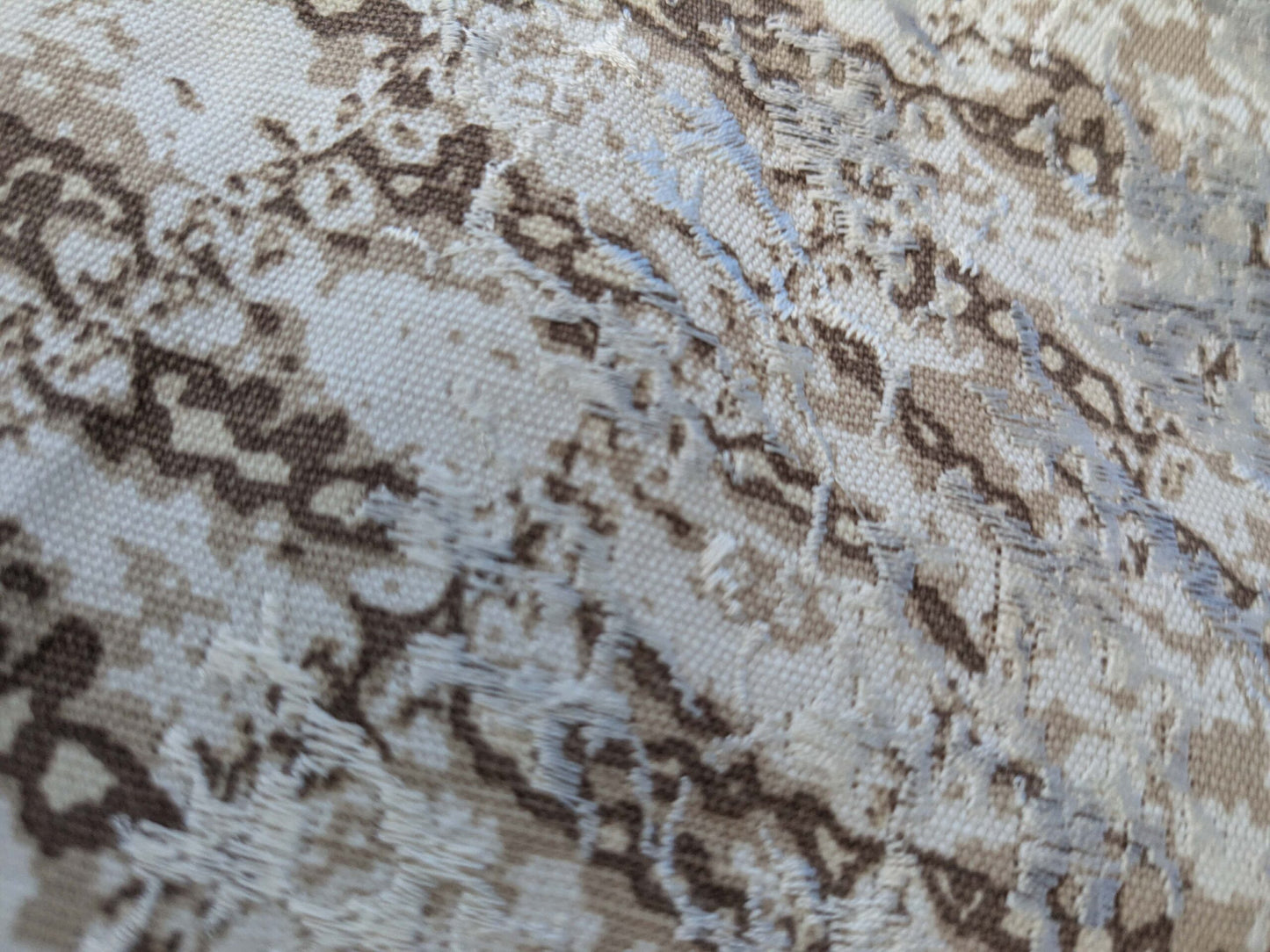 17 EV44 1.2y x 52"w Scalamandre Komodo Modern Nature Carbon Gray Beige Embroidery Print Abstract