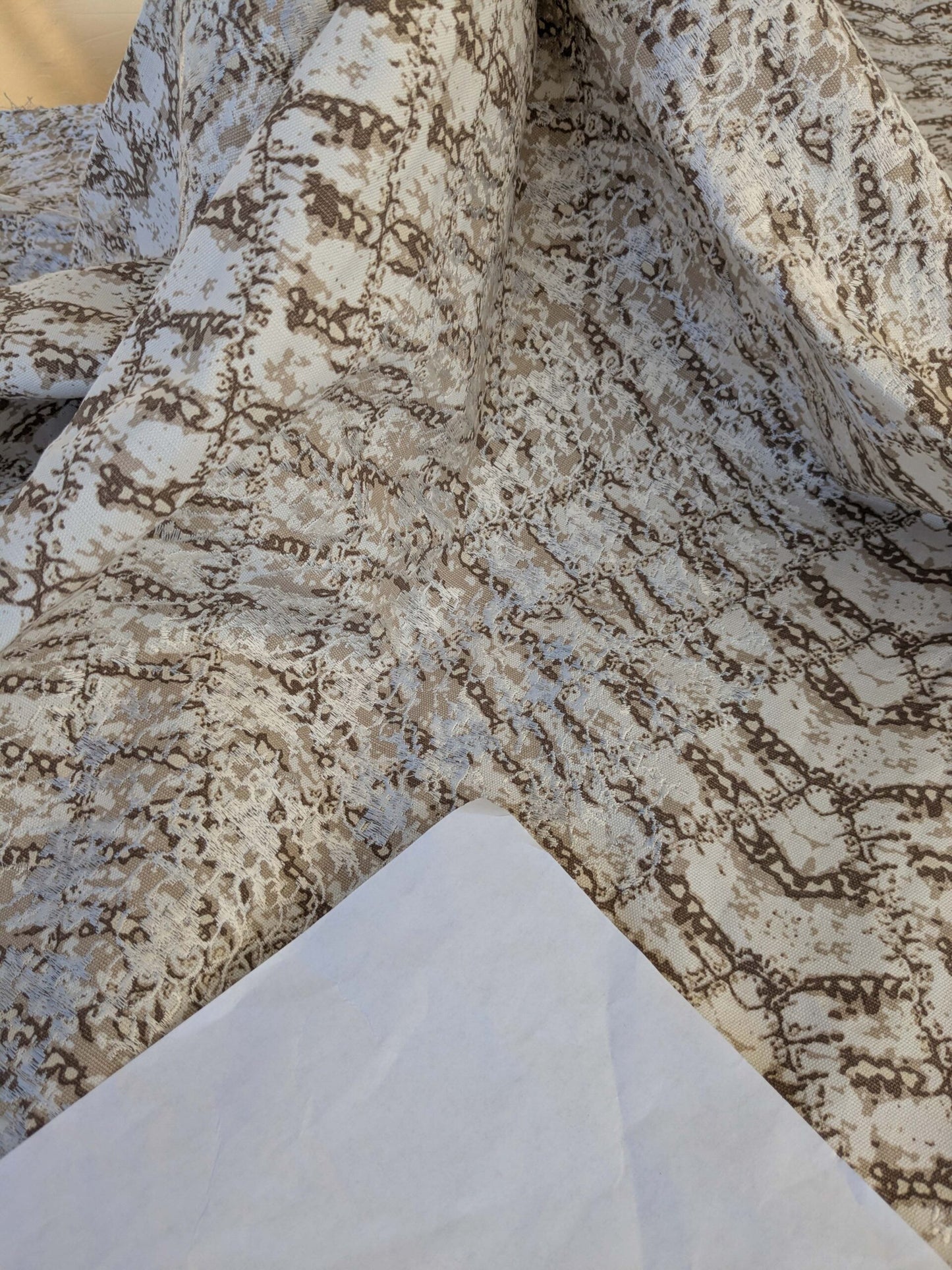 17 EV44 1.2y x 52"w Scalamandre Komodo Modern Nature Carbon Gray Beige Embroidery Print Abstract