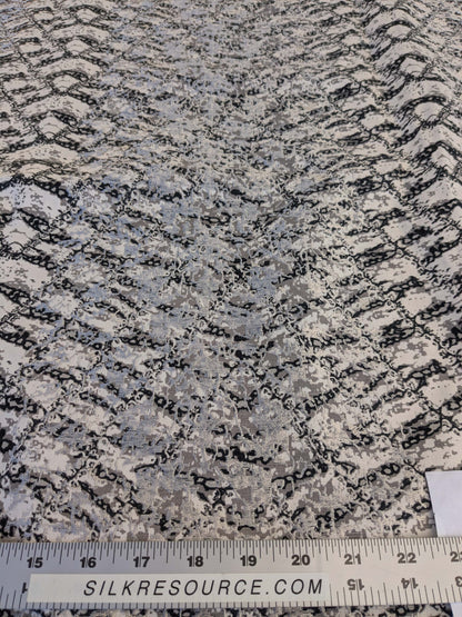 18 EV44 1.2yd Scalamandre Komodo Modern Nature Carbon Gray Black Beige Embroidery Print Abstract