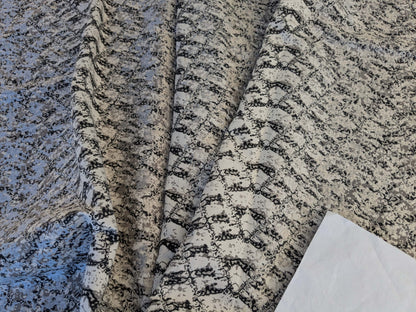 18 EV44 1.2yd Scalamandre Komodo Modern Nature Carbon Gray Black Beige Embroidery Print Abstract