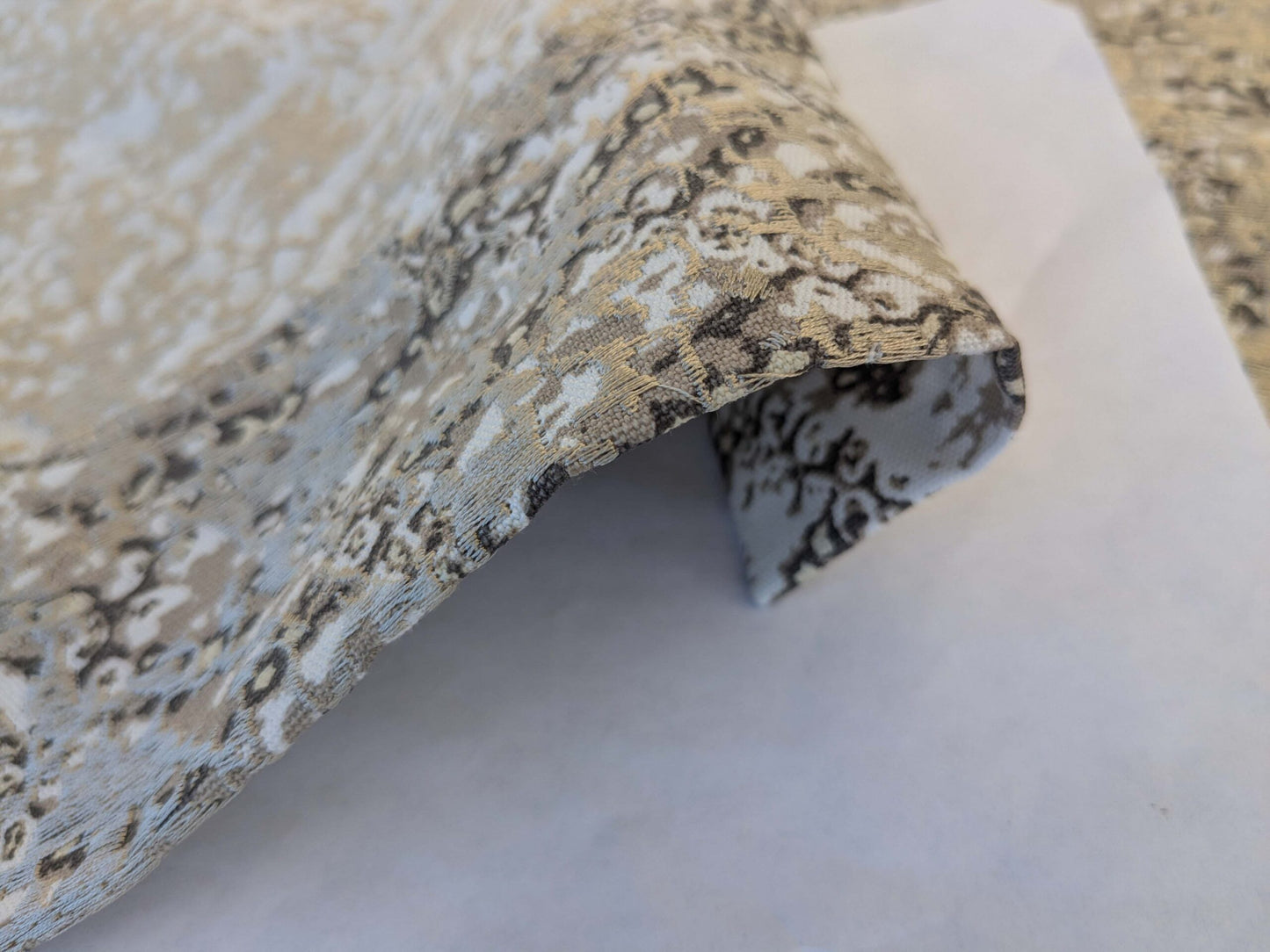 19 EV44 1.2yd x 52"w Scalamandre Komodo Modern Nature Carbon Gray Beige Embroidery Print Abstract