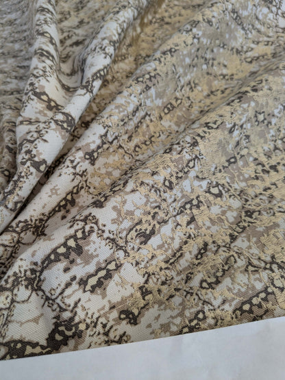 19 EV44 1.2yd x 52"w Scalamandre Komodo Modern Nature Carbon Gray Beige Embroidery Print Abstract