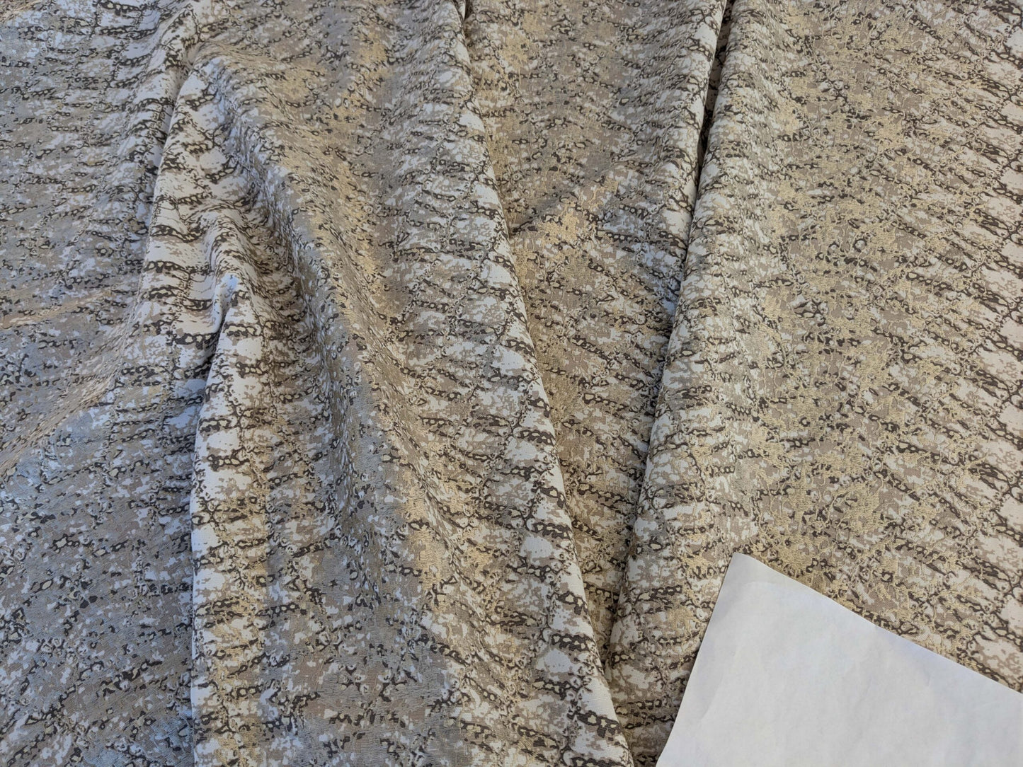 19 EV44 1.2yd x 52"w Scalamandre Komodo Modern Nature Carbon Gray Beige Embroidery Print Abstract