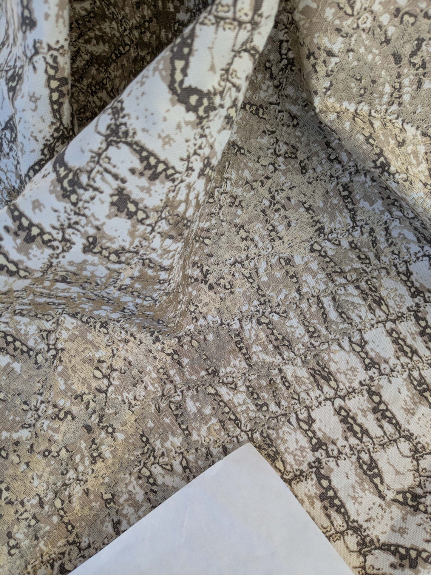 19 EV44 1.2yd x 52"w Scalamandre Komodo Modern Nature Carbon Gray Beige Embroidery Print Abstract