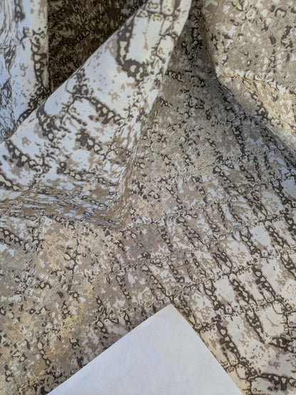 19 EV44 1.2yd x 52"w Scalamandre Komodo Modern Nature Carbon Gray Beige Embroidery Print Abstract