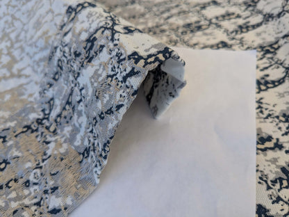 20 EV44 1.2yd x 51"w Scalamandre Komodo Modern Nature Carbon Gray Blue Beige Embroidery Print Abstract