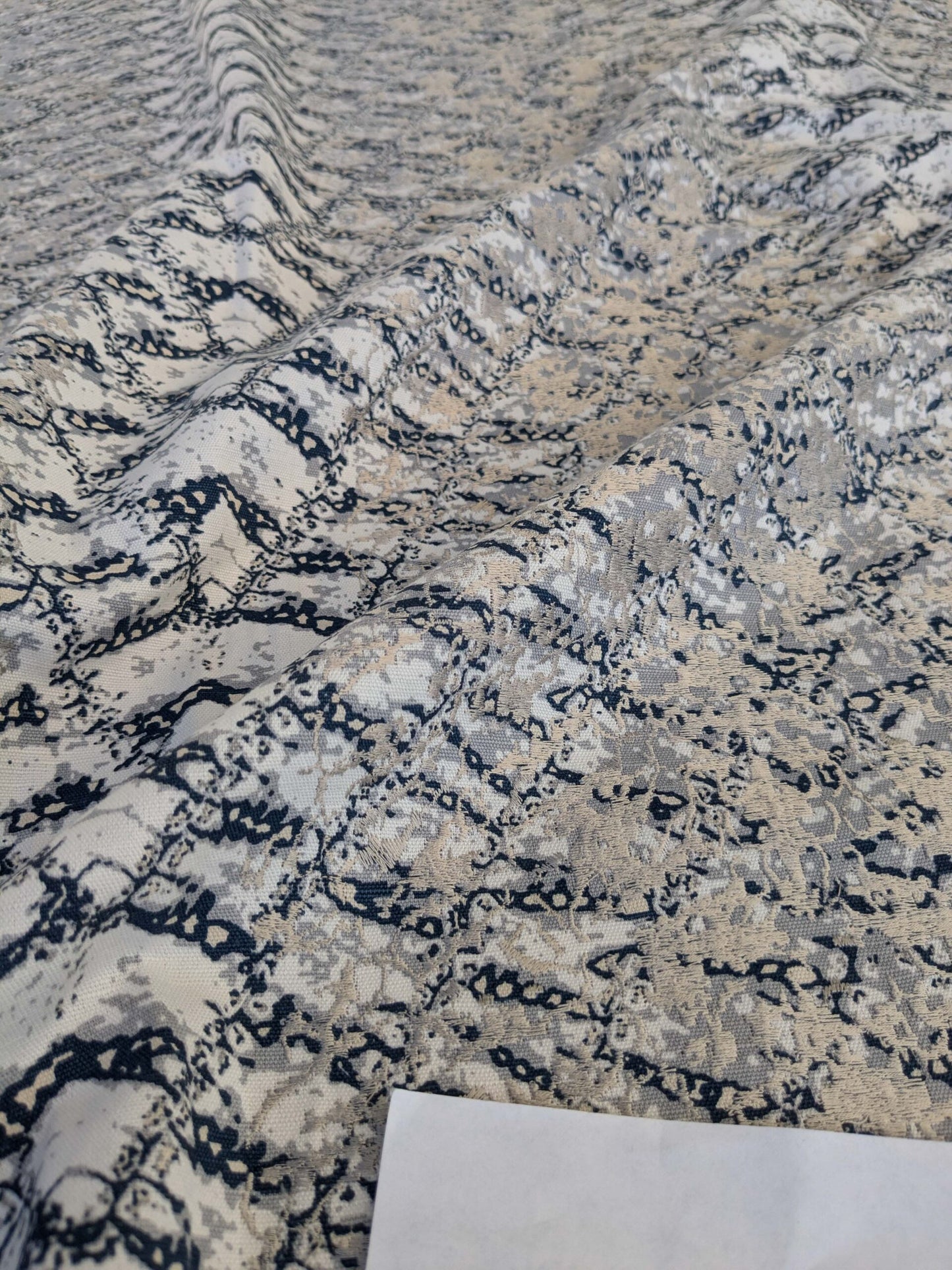 20 EV44 1.2yd x 51"w Scalamandre Komodo Modern Nature Carbon Gray Blue Beige Embroidery Print Abstract