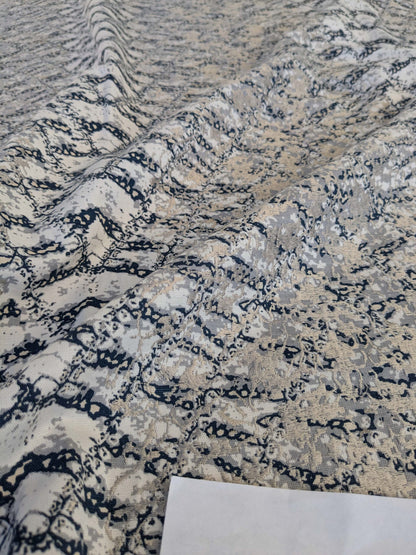 20 EV44 1.2yd x 51"w Scalamandre Komodo Modern Nature Carbon Gray Blue Beige Embroidery Print Abstract
