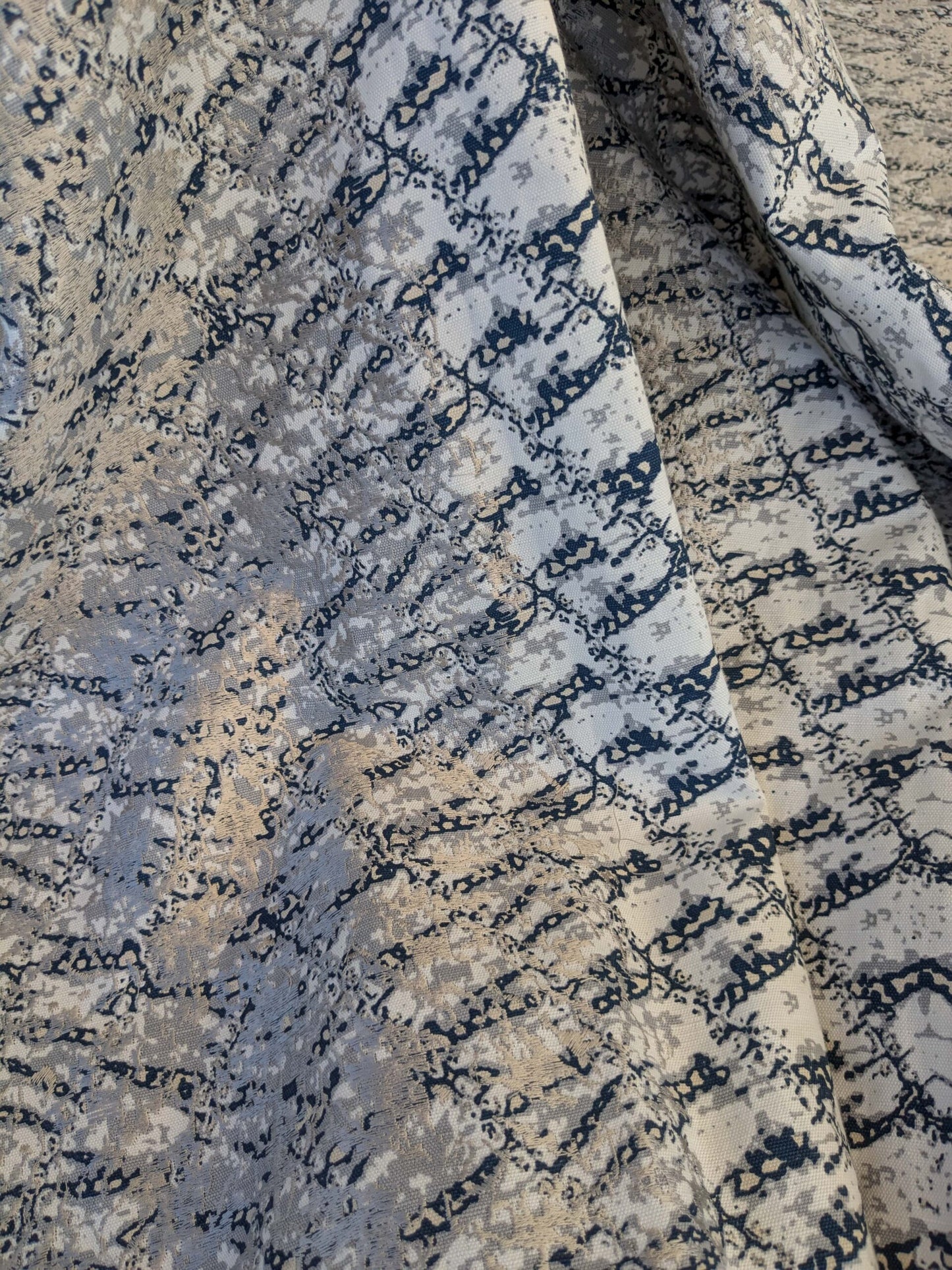 20 EV44 1.2yd x 51"w Scalamandre Komodo Modern Nature Carbon Gray Blue Beige Embroidery Print Abstract